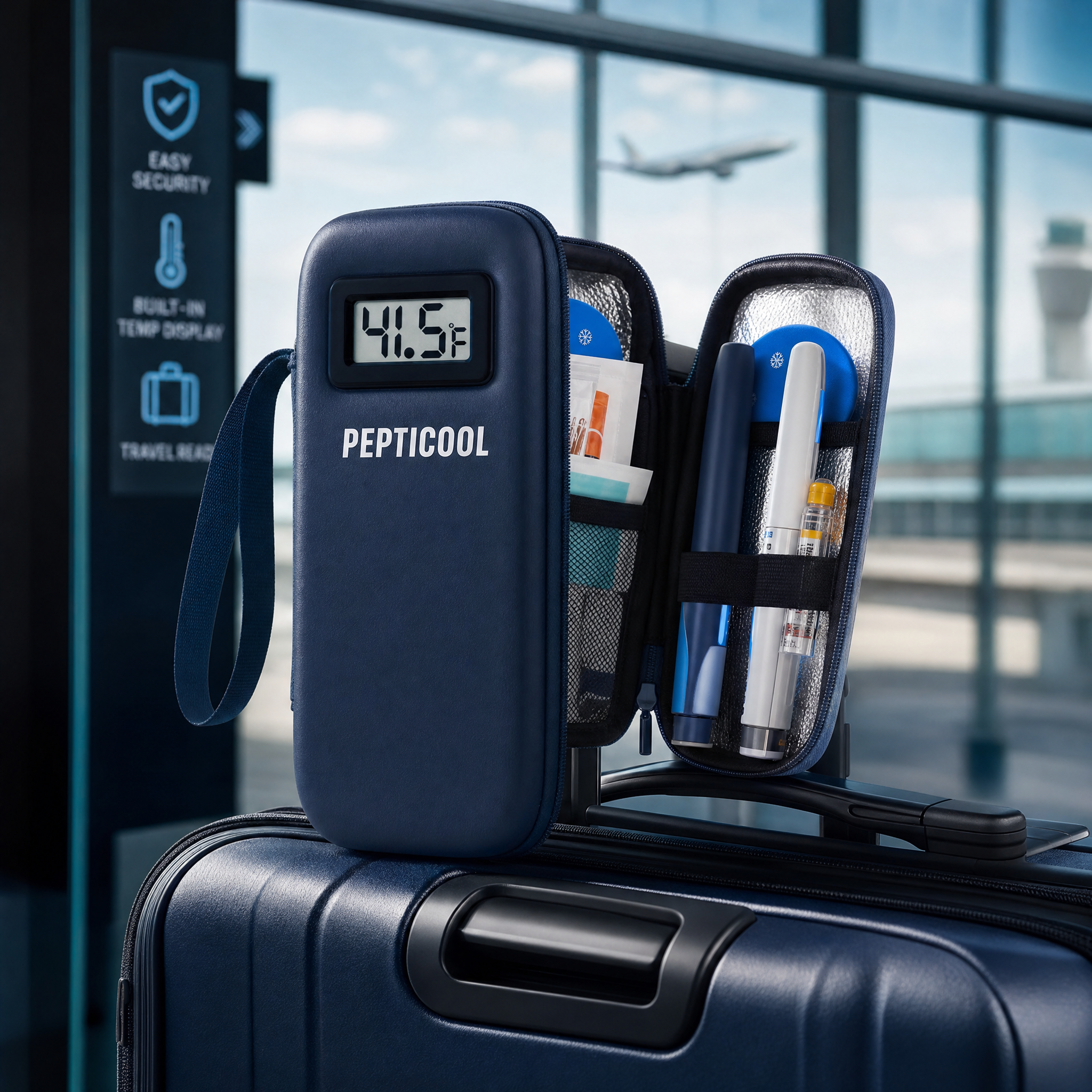PeptiCool travel cooler packed for a trip